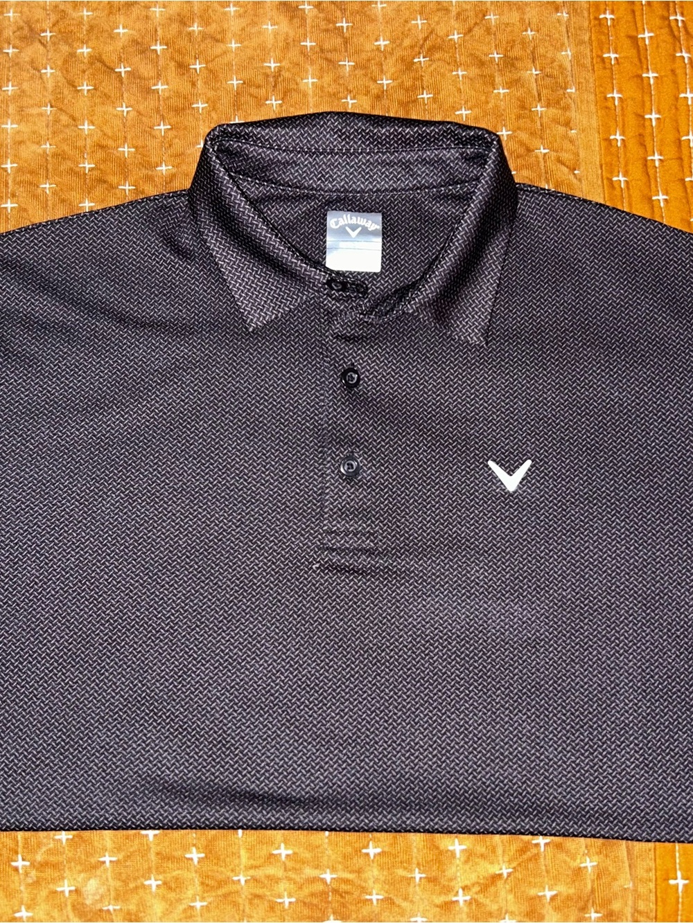 Callaway Black Micro-Pattern Golf Polo with White Logo